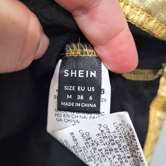 Shein One-Shoulder Gold Metallic with Ruched Sides Tank Top Size M - Picture 5 of 10